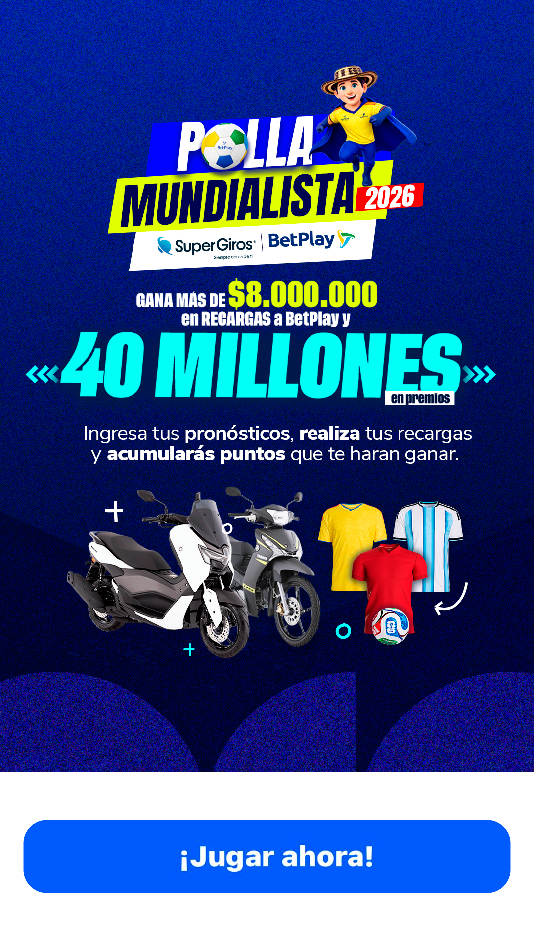 polla Mundialista, 40 millones de pesos en premios y más de 8 millones de pesos en recargas a Betplay